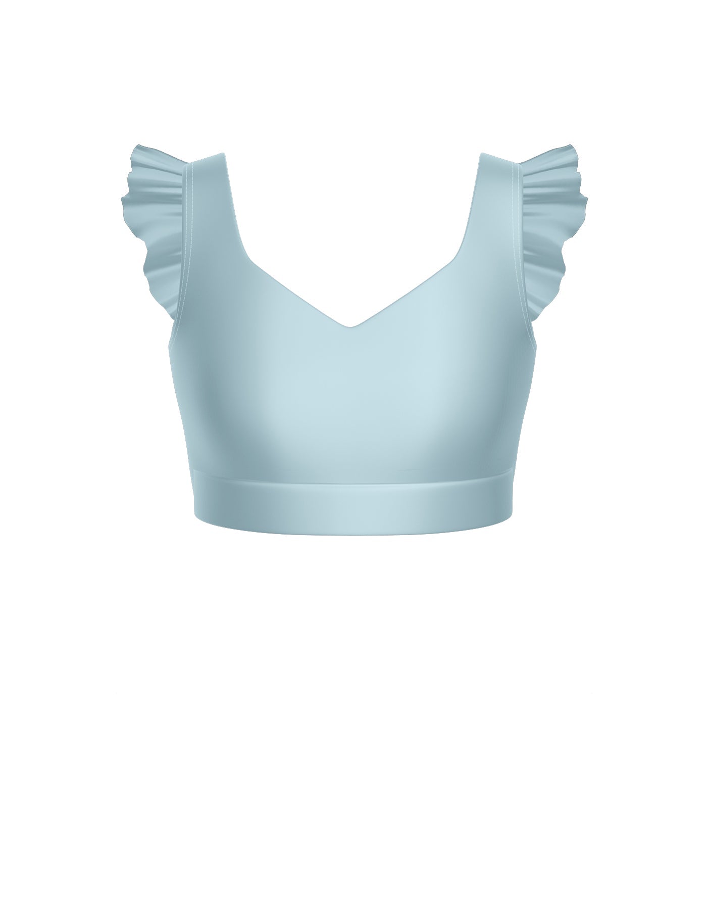 Solid Lycra Sweetheart Crop Top Gather Sleeve