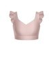 Solid Lycra Sweetheart Crop Top Gather Sleeve