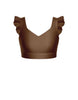 Solid Lycra Sweetheart Crop Top Gather Sleeve