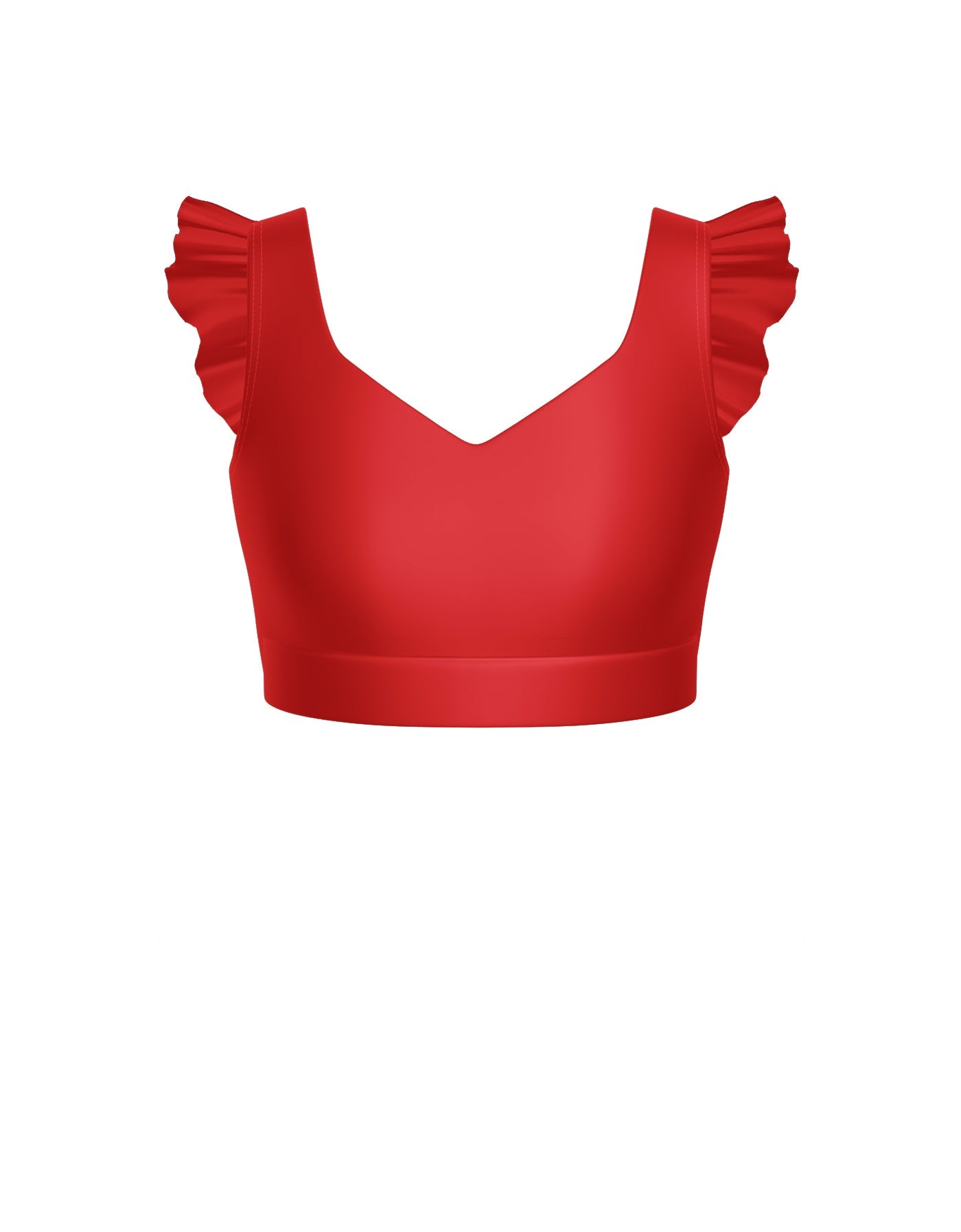 Solid Lycra Sweetheart Crop Top Gather Sleeve