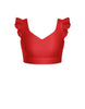 Solid Lycra Sweetheart Crop Top Gather Sleeve