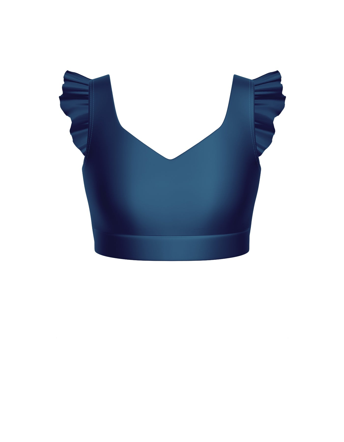 Solid Lycra Sweetheart Crop Top Gather Sleeve