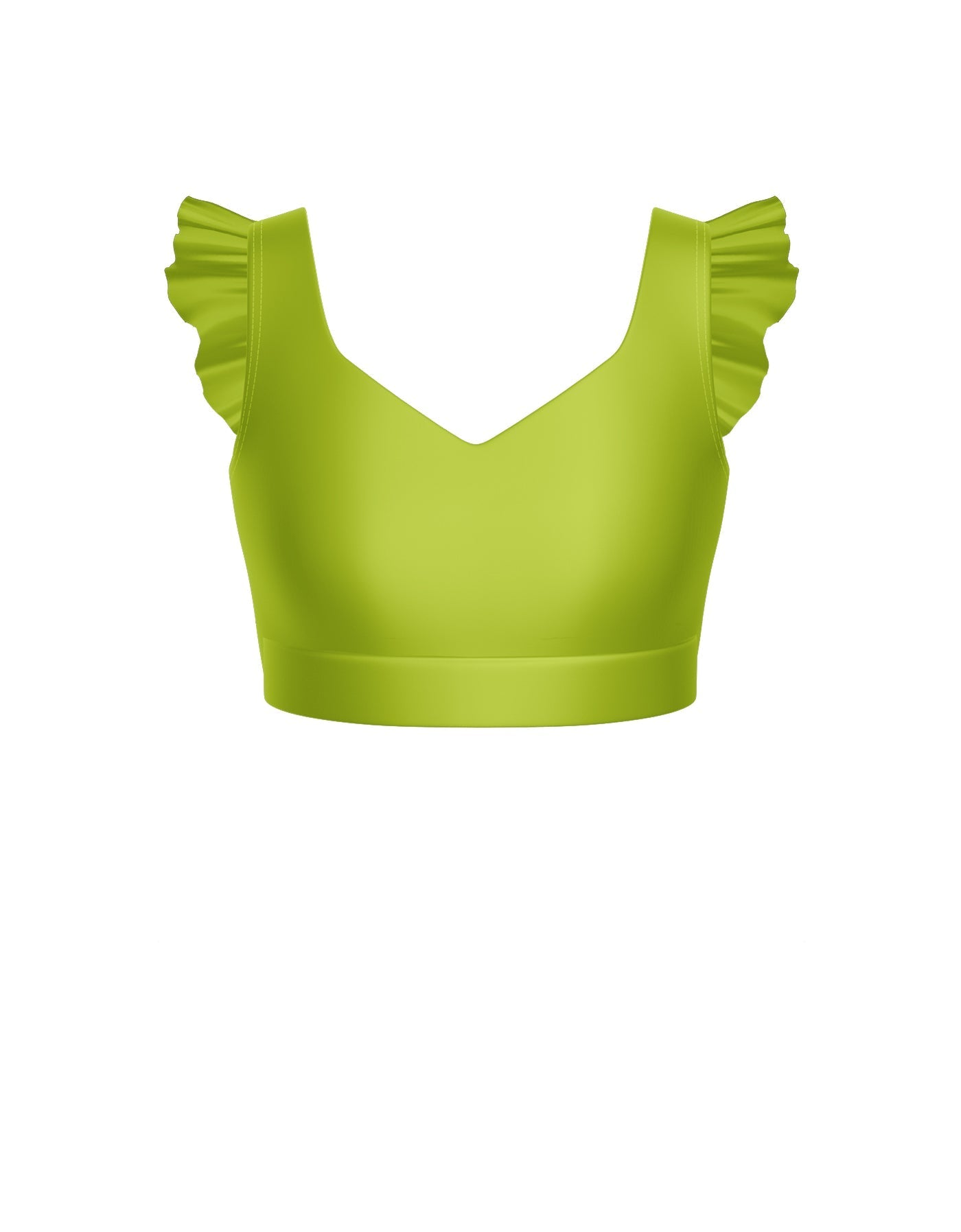 Solid Lycra Sweetheart Crop Top Gather Sleeve