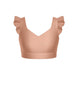 Solid Lycra Sweetheart Crop Top Gather Sleeve