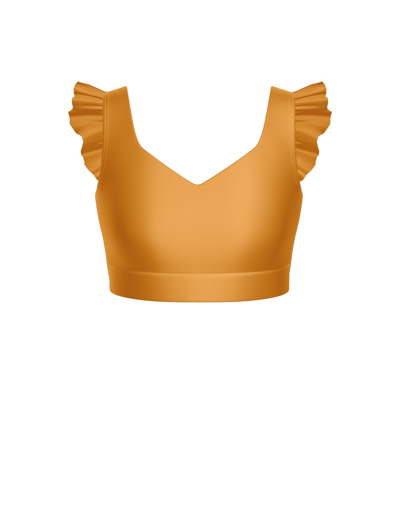 Solid Lycra Sweetheart Crop Top Gather Sleeve