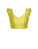 Solid Lycra Sweetheart Crop Top Gather Sleeve