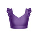 Solid Lycra Sweetheart Crop Top Gather Sleeve