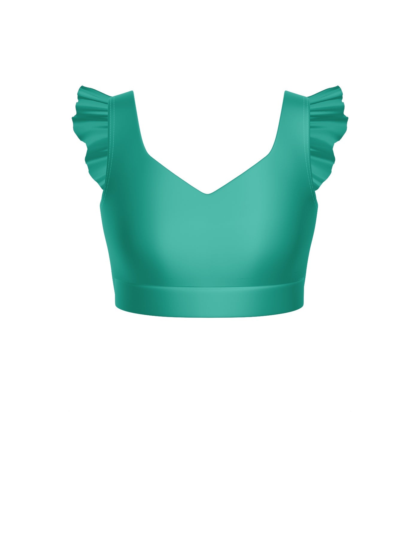 Solid Lycra Sweetheart Crop Top Gather Sleeve