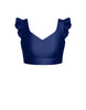 Solid Lycra Sweetheart Crop Top Gather Sleeve