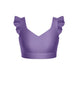 Solid Lycra Sweetheart Crop Top Gather Sleeve