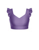 Solid Lycra Sweetheart Crop Top Gather Sleeve