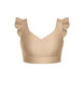 Solid Lycra Sweetheart Crop Top Gather Sleeve