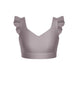 Solid Lycra Sweetheart Crop Top Gather Sleeve