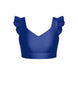 Solid Lycra Sweetheart Crop Top Gather Sleeve