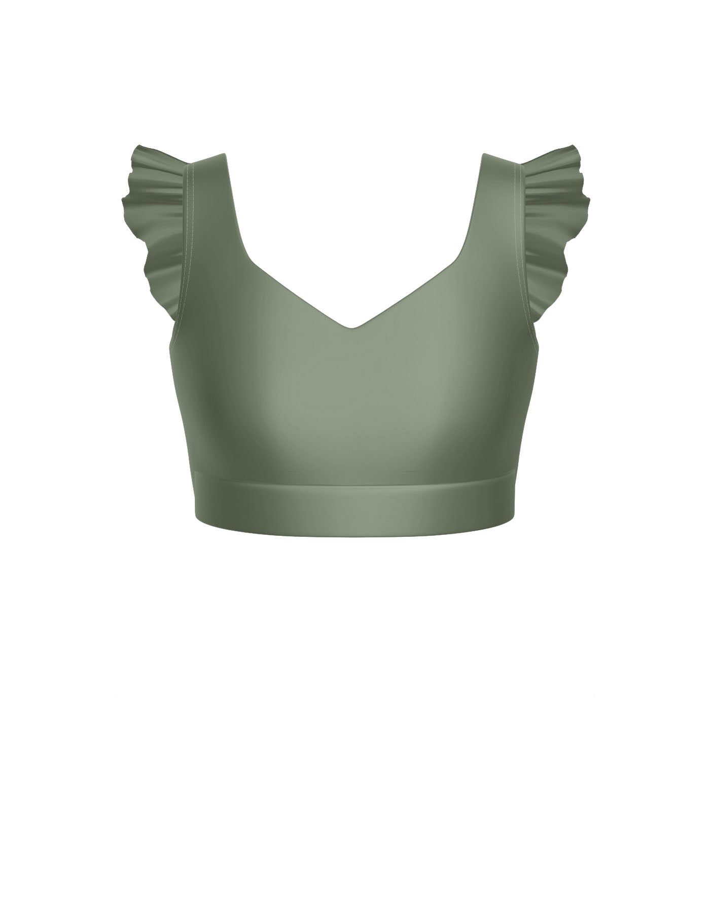 Solid Lycra Sweetheart Crop Top Gather Sleeve