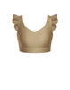 Solid Lycra Sweetheart Crop Top Gather Sleeve
