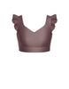 Solid Lycra Sweetheart Crop Top Gather Sleeve