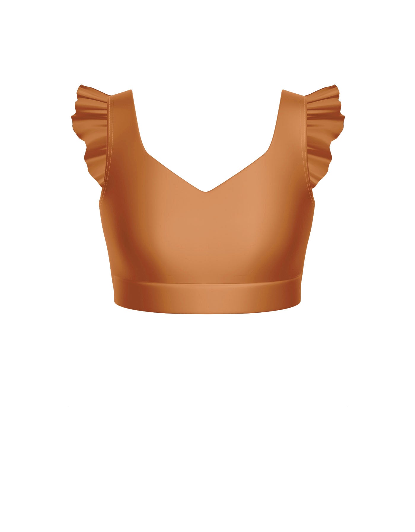 Solid Lycra Sweetheart Crop Top Gather Sleeve