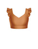 Solid Lycra Sweetheart Crop Top Gather Sleeve