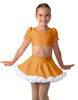 Solid Lycra Sweetheart Puff Sleeve Crop Top with Triangle Back and Ruffles