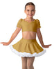 Solid Lycra Sweetheart Puff Sleeve Crop Top with Triangle Back and Ruffles
