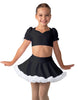 Solid Lycra Sweetheart Puff Sleeve Crop Top with Triangle Back and Ruffles