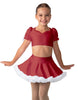 Solid Lycra Sweetheart Puff Sleeve Crop Top with Triangle Back and Ruffles