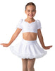 Solid Lycra Sweetheart Puff Sleeve Crop Top with Triangle Back and Ruffles