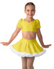 Solid Lycra Sweetheart Puff Sleeve Crop Top with Triangle Back and Ruffles
