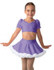 Solid Lycra Sweetheart Puff Sleeve Crop Top with Triangle Back and Ruffles