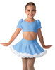 Solid Lycra Sweetheart Puff Sleeve Crop Top with Triangle Back and Ruffles