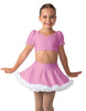 Solid Lycra Sweetheart Puff Sleeve Crop Top with Triangle Back and Ruffles