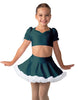 Solid Lycra Sweetheart Puff Sleeve Crop Top with Triangle Back and Ruffles