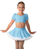 Solid Lycra Sweetheart Puff Sleeve Crop Top with Triangle Back and Ruffles