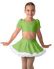 Solid Lycra Sweetheart Puff Sleeve Crop Top with Triangle Back and Ruffles