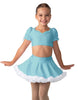 Solid Lycra Sweetheart Puff Sleeve Crop Top with Triangle Back and Ruffles