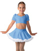 Solid Lycra Sweetheart Puff Sleeve Crop Top with Triangle Back and Ruffles