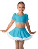 Solid Lycra Sweetheart Puff Sleeve Crop Top with Triangle Back and Ruffles