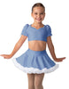 Solid Lycra Sweetheart Puff Sleeve Crop Top with Triangle Back and Ruffles
