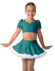 Solid Lycra Sweetheart Puff Sleeve Crop Top with Triangle Back and Ruffles