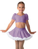 Solid Lycra Sweetheart Puff Sleeve Crop Top with Triangle Back and Ruffles