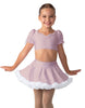 Solid Lycra Sweetheart Puff Sleeve Crop Top with Triangle Back and Ruffles