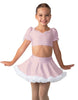 Solid Lycra Sweetheart Puff Sleeve Crop Top with Triangle Back and Ruffles