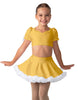Solid Lycra Sweetheart Puff Sleeve Crop Top with Triangle Back and Ruffles