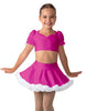 Solid Lycra Sweetheart Puff Sleeve Crop Top with Triangle Back and Ruffles