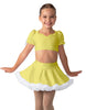Solid Lycra Sweetheart Puff Sleeve Crop Top with Triangle Back and Ruffles