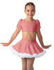 Solid Lycra Sweetheart Puff Sleeve Crop Top with Triangle Back and Ruffles