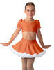Solid Lycra Sweetheart Puff Sleeve Crop Top with Triangle Back and Ruffles