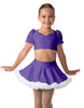 Solid Lycra Sweetheart Puff Sleeve Crop Top with Triangle Back and Ruffles