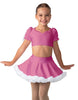 Solid Lycra Sweetheart Puff Sleeve Crop Top with Triangle Back and Ruffles